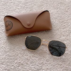 Ray-Ban Hexagonal Gold Sunglasses.